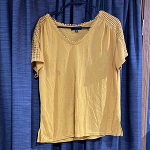 Gold Embellished Relaxed Short Sleeve Blouse